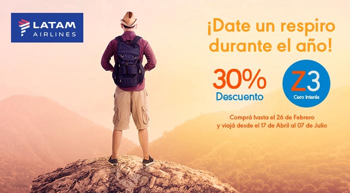 Descuento 30% Latam para volar en Argentina con Tarjeta Naranja